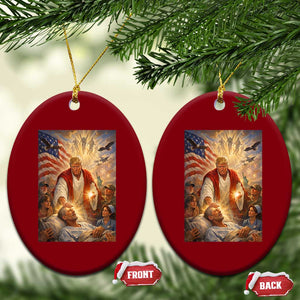 Trump The Healer Oil Painting Graphic Ceramic Ornament Sacred Heart Divine Mercy Political Parody TS02 Print Your Wear
