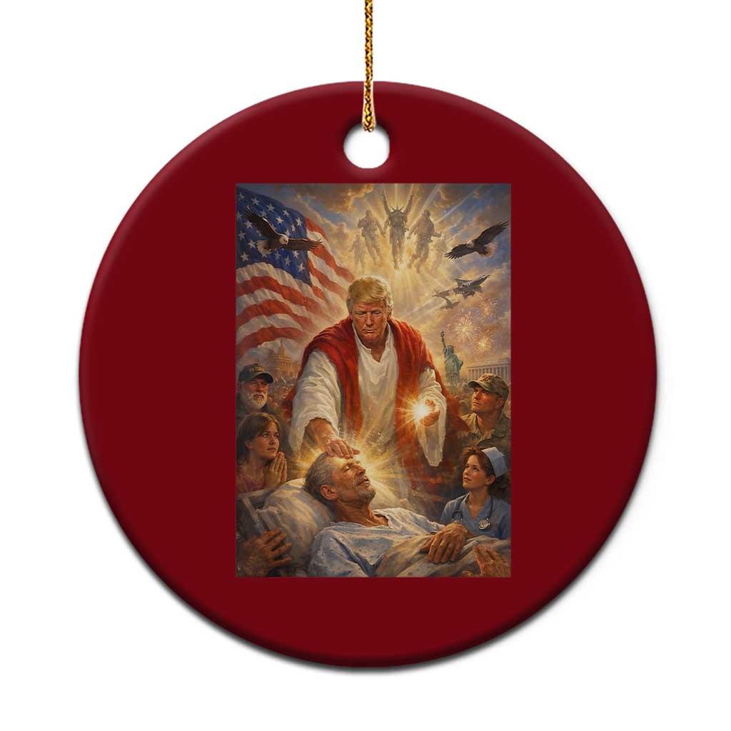 Trump The Healer Oil Painting Graphic Ceramic Ornament Sacred Heart Divine Mercy Political Parody TS02 1pc Red Print Your Wear