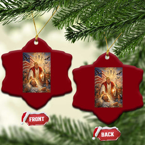 Trump The Healer Oil Painting Graphic Ceramic Ornament Sacred Heart Divine Mercy Political Parody TS02 Print Your Wear