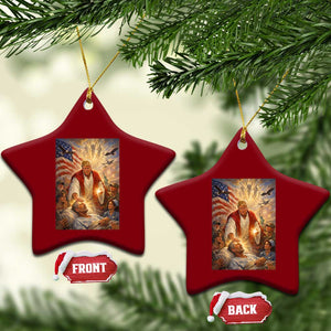 Trump The Healer Oil Painting Graphic Ceramic Ornament Sacred Heart Divine Mercy Political Parody TS02 Print Your Wear