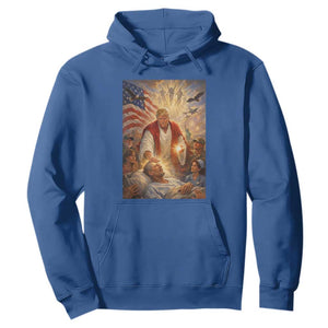 Trump The Healer Oil Painting Graphic Hoodie Sacred Heart Divine Mercy Political Parody TS02 Royal Blue Print Your Wear