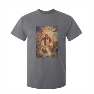 Trump The Healer Oil Painting Graphic T Shirt For Kid Sacred Heart Divine Mercy Political Parody TS02 Charcoal Print Your Wear