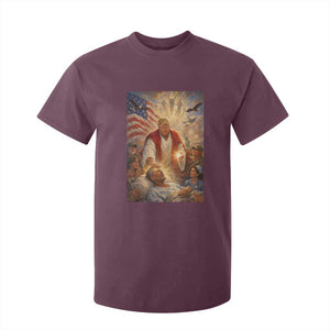 Trump The Healer Oil Painting Graphic T Shirt For Kid Sacred Heart Divine Mercy Political Parody TS02 Maroon Print Your Wear