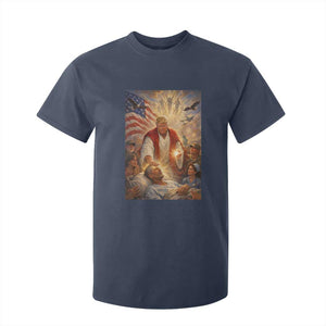 Trump The Healer Oil Painting Graphic T Shirt For Kid Sacred Heart Divine Mercy Political Parody TS02 Navy Print Your Wear