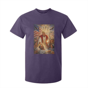 Trump The Healer Oil Painting Graphic T Shirt For Kid Sacred Heart Divine Mercy Political Parody TS02 Purple Print Your Wear