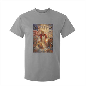 Trump The Healer Oil Painting Graphic T Shirt For Kid Sacred Heart Divine Mercy Political Parody TS02 Sport Gray Print Your Wear