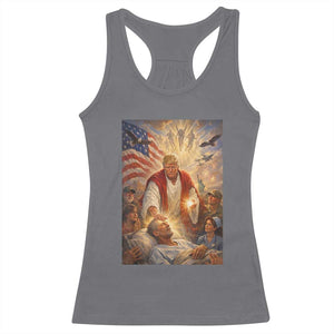Trump The Healer Oil Painting Graphic Racerback Tank Top Sacred Heart Divine Mercy Political Parody TS02 Charcoal Print Your Wear