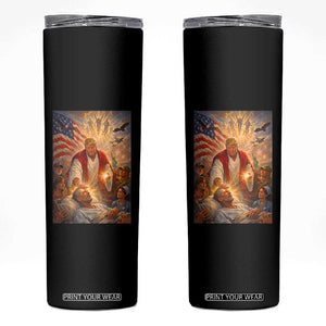 Trump The Healer Oil Painting Graphic Skinny Tumbler Sacred Heart Divine Mercy Political Parody TS02 Black Print Your Wear