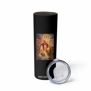 Trump The Healer Oil Painting Graphic Skinny Tumbler Sacred Heart Divine Mercy Political Parody TS02 Print Your Wear