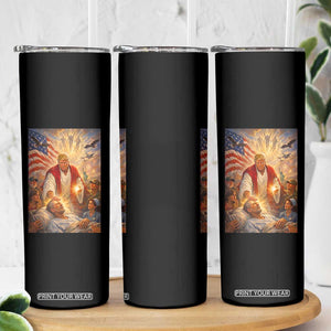Trump The Healer Oil Painting Graphic Skinny Tumbler Sacred Heart Divine Mercy Political Parody TS02 Print Your Wear