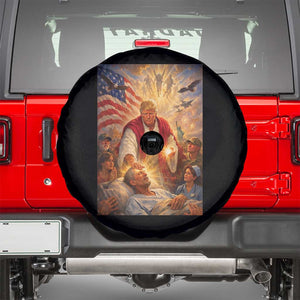 Trump The Healer Oil Painting Graphic Spare Tire Cover Sacred Heart Divine Mercy Political Parody TS02 Black Print Your Wear