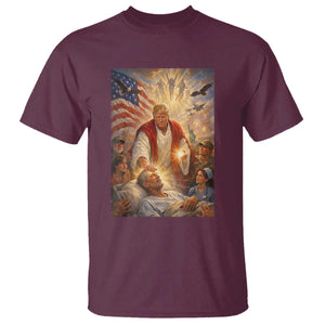 Trump The Healer Oil Painting Graphic T Shirt Sacred Heart Divine Mercy Political Parody TS02 Maroon Print Your Wear