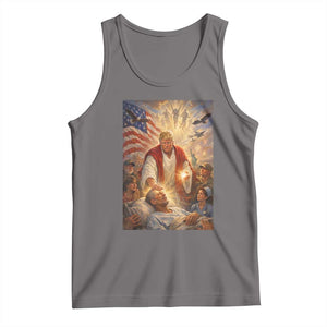 Trump The Healer Oil Painting Graphic Tank Top Sacred Heart Divine Mercy Political Parody TS02 Deep Heather Print Your Wear