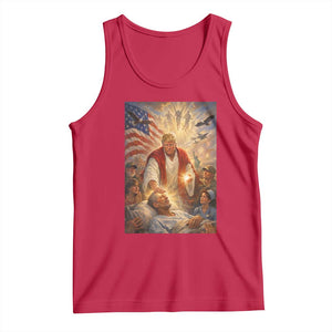 Trump The Healer Oil Painting Graphic Tank Top Sacred Heart Divine Mercy Political Parody TS02 Red Print Your Wear