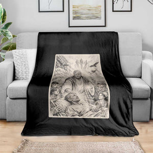 Trump The Healer Graphic Throw Blanket Vintage Etching Style Religious Political Satire TS02 Print Your Wear