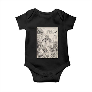 Trump The Healer Graphic Baby Onesie Vintage Etching Style Religious Political Satire TS02 Black Print Your Wear