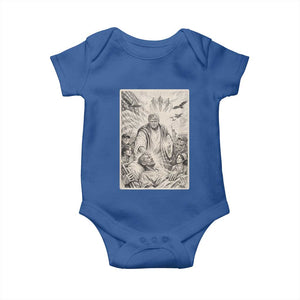 Trump The Healer Graphic Baby Onesie Vintage Etching Style Religious Political Satire TS02 Royal Blue Print Your Wear