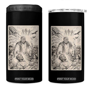 Trump The Healer Graphic 4 in 1 Can Cooler Tumbler Vintage Etching Style Religious Political Satire TS02 One Size: 16 oz Black Print Your Wear