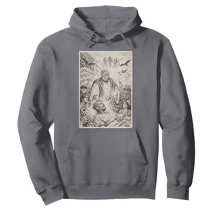 Trump The Healer Graphic Hoodie Vintage Etching Style Religious Political Satire TS02 Charcoal Print Your Wear