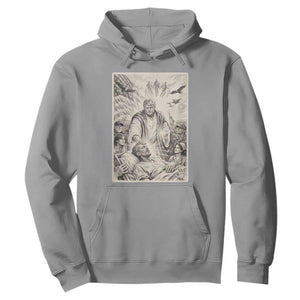 Trump The Healer Graphic Hoodie Vintage Etching Style Religious Political Satire TS02 Sport Gray Print Your Wear