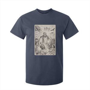 Trump The Healer Graphic T Shirt For Kid Vintage Etching Style Religious Political Satire TS02 Navy Print Your Wear