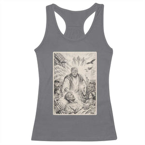 Trump The Healer Graphic Racerback Tank Top Vintage Etching Style Religious Political Satire TS02 Charcoal Print Your Wear