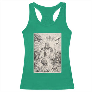 Trump The Healer Graphic Racerback Tank Top Vintage Etching Style Religious Political Satire TS02 Irish Green Print Your Wear