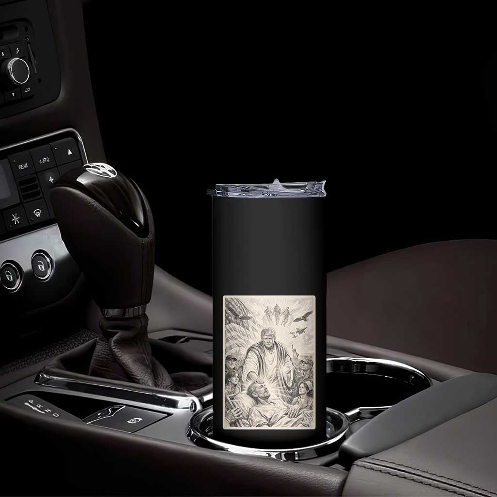 Trump The Healer Graphic Skinny Tumbler Vintage Etching Style Religious Political Satire TS02 Print Your Wear