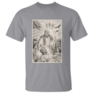 Trump The Healer Graphic T Shirt Vintage Etching Style Religious Political Satire TS02 Sport Gray Print Your Wear