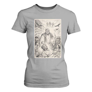 Trump The Healer Graphic T Shirt For Women Vintage Etching Style Religious Political Satire TS02 Sport Gray Print Your Wear