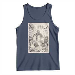 Trump The Healer Graphic Tank Top Vintage Etching Style Religious Political Satire TS02 Navy Print Your Wear