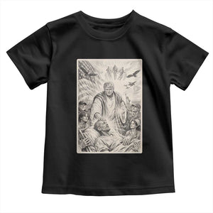 Trump The Healer Graphic Toddler T Shirt Vintage Etching Style Religious Political Satire TS02 Black Print Your Wear