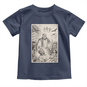 Trump The Healer Graphic Toddler T Shirt Vintage Etching Style Religious Political Satire TS02 Navy Print Your Wear
