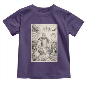Trump The Healer Graphic Toddler T Shirt Vintage Etching Style Religious Political Satire TS02 Purple Print Your Wear