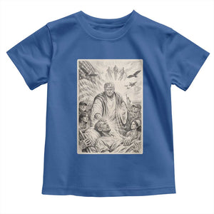 Trump The Healer Graphic Toddler T Shirt Vintage Etching Style Religious Political Satire TS02 Royal Blue Print Your Wear