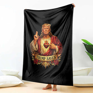 Trump Saves Sacred Heart Religious Parody Throw Blanket Jesus-Like Devine Leader Political Satire TS02 Print Your Wear