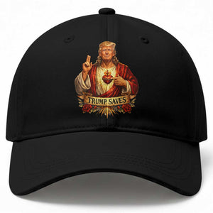 Trump Saves Sacred Heart Religious Parody Baseball Cap Jesus-Like Devine Leader Political Satire TS02 Print Your Wear
