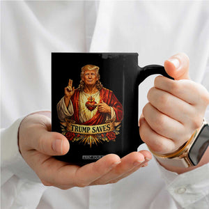 Trump Saves Sacred Heart Religious Parody Coffee Mug Jesus-Like Devine Leader Political Satire TS02 Print Your Wear