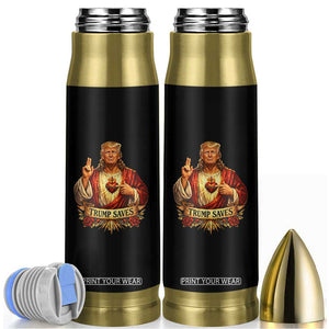 Trump Saves Sacred Heart Religious Parody Bullet Tumbler Jesus-Like Devine Leader Political Satire TS02 Black Print Your Wear