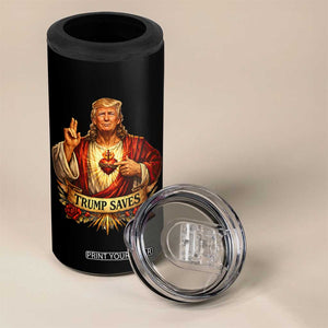 Trump Saves Sacred Heart Religious Parody 4 in 1 Can Cooler Tumbler Jesus-Like Devine Leader Political Satire TS02 Print Your Wear