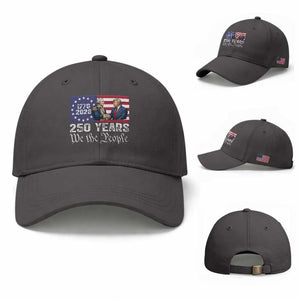 250 Years George Washington and Trump Handshake Patriotic Baseball Cap We The People 1776-2026 Founding Fathers Legacy TS02 Baseball Cap Universal Fit Dark Gray Print Your Wear