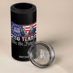 250 Years George Washington and Trump Handshake Patriotic 4 in 1 Can Cooler Tumbler We The People 1776-2026 Founding Fathers Legacy TS02 Print Your Wear