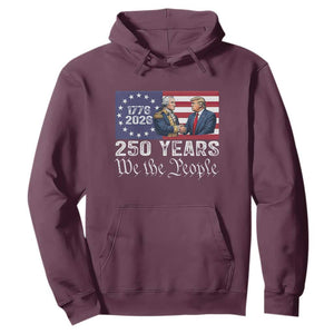 250 Years George Washington and Trump Handshake Patriotic Hoodie We The People 1776-2026 Founding Fathers Legacy TS02 Maroon Print Your Wear