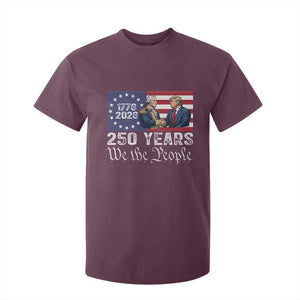 250 Years George Washington and Trump Handshake Patriotic T Shirt For Kid We The People 1776-2026 Founding Fathers Legacy TS02 Maroon Print Your Wear