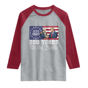 250 Years George Washington and Trump Handshake Patriotic Raglan Shirt We The People 1776-2026 Founding Fathers Legacy TS02 Heather Gray Heather Red Print Your Wear