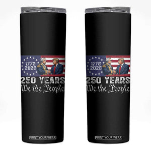 250 Years George Washington and Trump Handshake Patriotic Skinny Tumbler We The People 1776-2026 Founding Fathers Legacy TS02 Black Print Your Wear