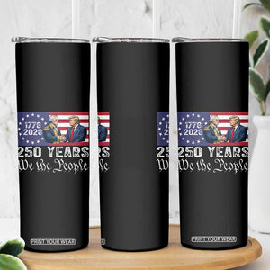 250 Years George Washington and Trump Handshake Patriotic Skinny Tumbler We The People 1776-2026 Founding Fathers Legacy TS02 Print Your Wear