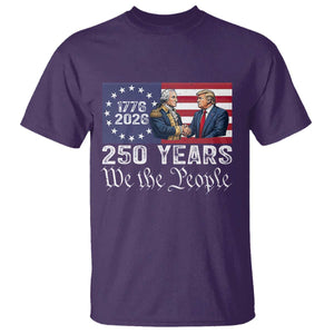 250 Years George Washington and Trump Handshake Patriotic T Shirt We The People 1776-2026 Founding Fathers Legacy TS02 Purple Print Your Wear