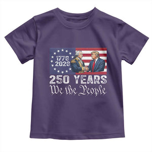 250 Years George Washington and Trump Handshake Patriotic Toddler T Shirt We The People 1776-2026 Founding Fathers Legacy TS02 Purple Print Your Wear
