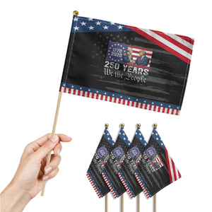 250 Years George Washington and Trump Handshake Patriotic Patriotic Handheld Flag We The People 1776-2026 Founding Fathers Legacy TS02 Print Your Wear